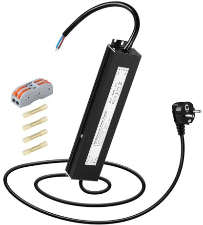 SWAWIS 12V 200W 16.7A Alimentatore LED, Impermeabile Trasformatore Esterno con Spina IP67, Tensione Bassa Costante Driver per Strisce Lightbox Floodlight