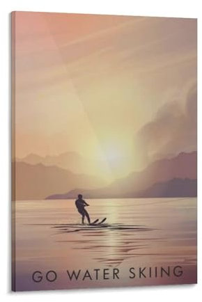GQVCJSW Poster auf Leinwand, Motiv: Wasserski, Wasserski, Schlafzimmer, Dekoration, Landschaft, Büro, Raumdekoration, Geschenk, 20 x 30 cm