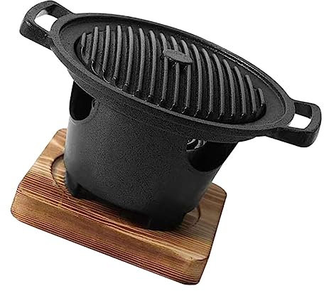 HEMOTON 1 Juego Pequeña estufa de barbacoa interior parrilla portátil accesorios para barbacoa Madera