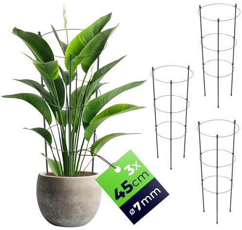 KADAX Rankhilfe für Pflanzen, 45cm, 3er Set, Pflanzenstütze aus Stahl, Blumenstütze, Pflanzenhalter, Rankgitter für Kletterpflanzen im Garten oder Blumentopf, Rankturm für Tomaten