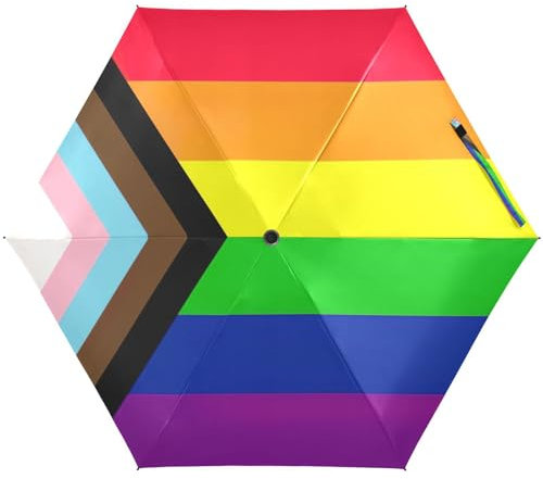 Lgbtq Rights Regenschirm mit Pride-Flagge, leicht, langlebig, Sonnenschirme für Damen, Reise-Regenschirme für Sonne