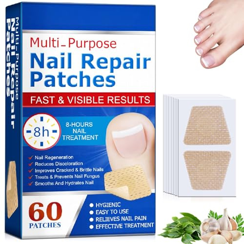 Woven Mesh Nail Patches, Beige, 60-Piece Set for Fingernails and Toenails | Shaped Strips On Backing Sheets, Covers Cracked Or Brittle Nails, Up To 8-Hour Wear, For Overnight Manicure And Pedicure