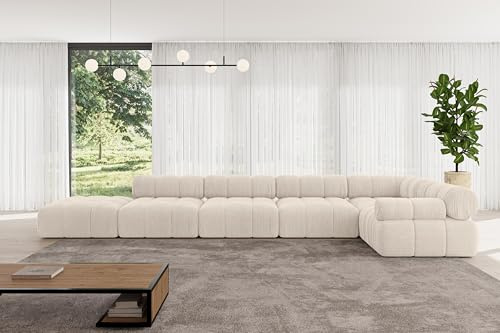 ALTDECOR Modulares Sofa Ecksofa in L-Form Corner modular Sofa Eckcouch Couch Wohnlandschaft Cauchsofa Polstersofa Felto-L3-475x190x70 cm Beige