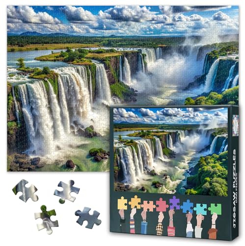 1000-Teile Puzzle für Erwachsene - Iguazú-Wasserfälle in Brasilien, 50x70 cm Naturwunder-Panorama mit Premium-Karton, Anspruchsvolles Landschaftspuzzle für Wanddekoration