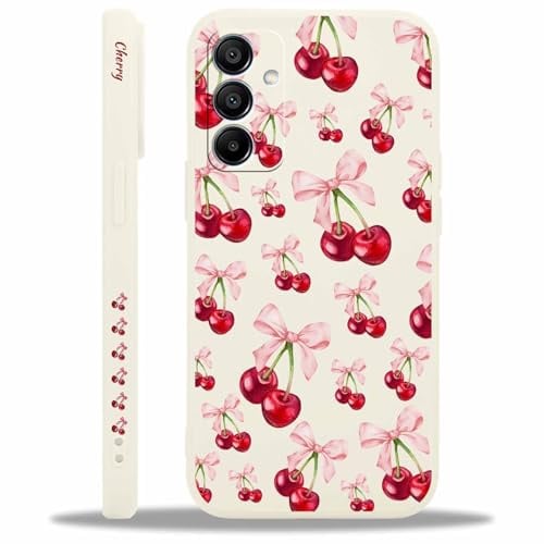 Yoedge Handyhülle für Samsung Galaxy A14 5G Hülle, Aesthetic Blumen Schleifen Pink Muster Niedlich Design Mädchen Frauen Cover, Silikon Case Kratzfest Schutzhülle für Samsung A14 5G 6,8,Kirsche