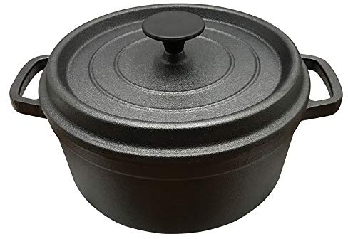 WOTZOV Pentola in ghisa Spessa 24 cm, pentola per zuppa in ghisa, Padella Antiaderente Non Rivestita, pentola Multiuso