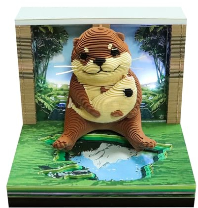 2026 Sea Otter Tischkalender LED Licht 3D Abreißpapier Kunst Memo Kalender Dekoration