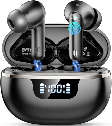 Wireless Earbuds, 2026 Bluetooth 5.4 Headphones Deep Bass, 45H Playtime In Ear Earphones HiFi Stereo, Ear buds with 4 ENC Noise Cancelling Mics, IP7 Waterproof Earbuds with LED Display, Fast Charging