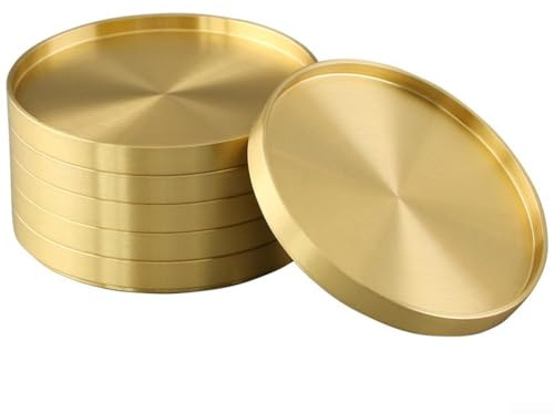 Dessous de verre en laiton pour tasse à thé, verre à vin et tasse – Coussinets ronds résistants à la chaleur, accessoires de table dorés pour la maison, le bureau