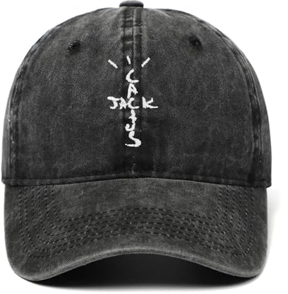 JIIENO Cotton Cactus Jack Baseball Cap Unisex Astroworld Korean Casual Hat Dad Hat Trucker Hat, Schwarz