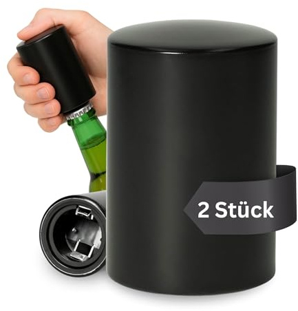 Flaschenöffner 2er Set 'Push' - Flaschenöffner mit Push Up Funktion | Bieröffner, Kronkorkenöffner, Bar Zubehör, Geschenkidee, Männergeschenk, langlebig