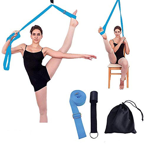 Leg Ballet Yoga Stretcher, Door Attachment Get More Flexible, Flexibility & Stretching Leg Straps - Great for Cheer Dance Gymnastics or ANY Sport Trainer Premium stretch Fitness Equipment (Light blue)