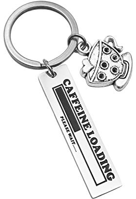ZUOPIPI Coffee Lover Keychain Coffee Cup Keychain Caffeine Loading Please Wait Gift for Coffee Lovers