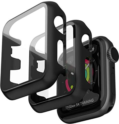 Jvchengxi 2 Pezzi Custodia per Apple Watch 38mm Series 3 2 1 con Protezione Schermo, PC Cover + HD Pellicola Protettiva in Vetro Temperato 360° Antigraffio Copertura Paraurti Rigida per iWatch 38mm