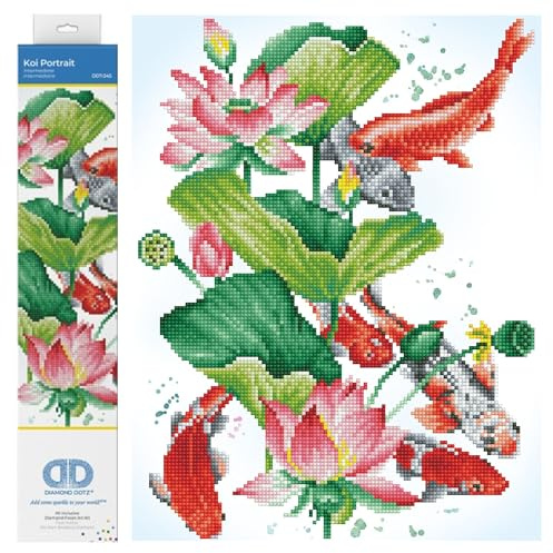 DIAMOND DOTZ Painting Kit, Intermediate, DD7, Canvas, Koi Portrait, 32 x 419 cm