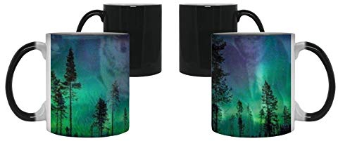 Aurora Borealis Wolves Magically Appear Magic Mug - Heat Sensitive Color Changing Coffee Cup - Birthday Gift Present Surprise - One Mug Supplied