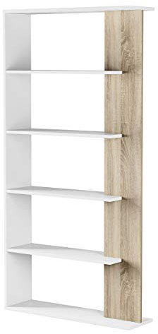 MarinelliGroup Libreria scaffale multiuso rovere bianco con ripiani 90 X 25 X 180 cm salone studio camera 0F2252A