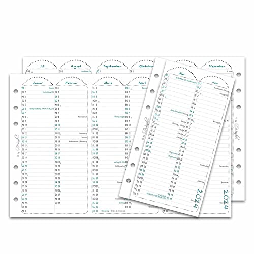 SinnWunder® 2026 Premium-Kalendereinlagen - Jahresplan - Leporello mit einem Halbjahr pro Seite - Größe Personal