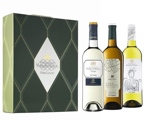 Marqués de Riscal - Vino blanco Denominación de Origen Rueda, 100% Organic - Estuche 3 botellas x 750 ml - Verdejo, Finca Montico y Sauvignon Blanc - Total 2250 ml