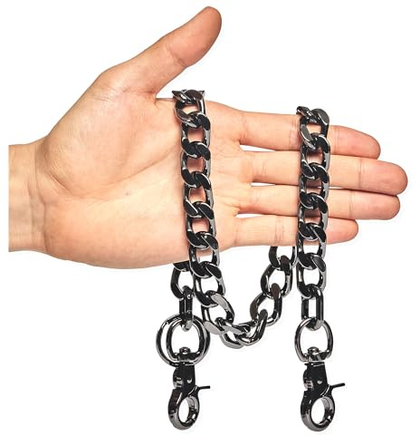 newtro Heavy Duty Wallet Chain Men Women Boy Girl, Biker Motorcycle Pants Jean Punk Goth Key Chain Black Gold Silver TH, Th04-black, 24in