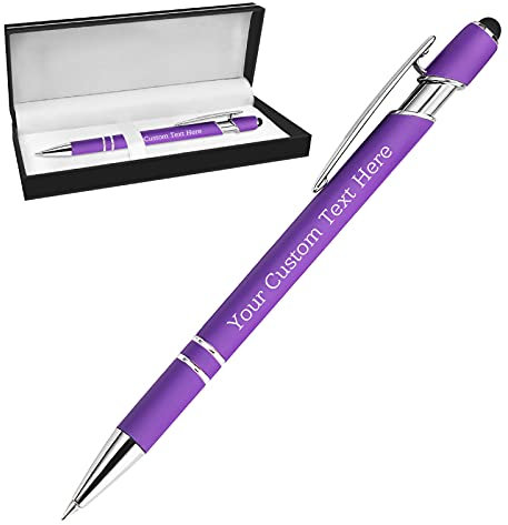 Kugelschreiber Personalisiert mit Gravur Kugelschreiber Personalisierter mit Namen Logo Wunschtext, Stift Personalisierte Geschenk für Maenner, Frauen, Bachelor, Geburtstag, Violett