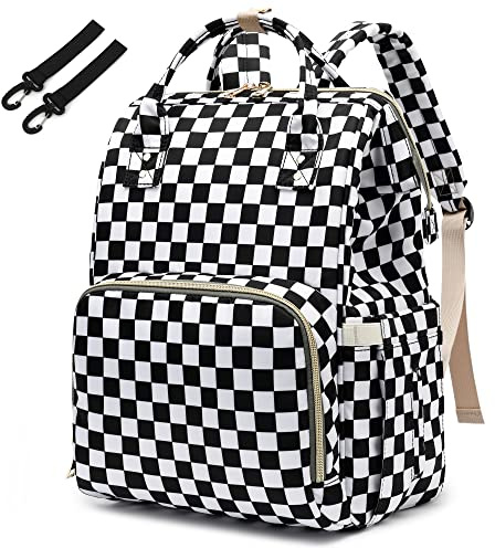 Yusudan Wickeltasche Rucksack für Babys, Mädchen, Mutter, wasserdicht, große Windeltaschen für Frauen, kariert, L, Klassisch