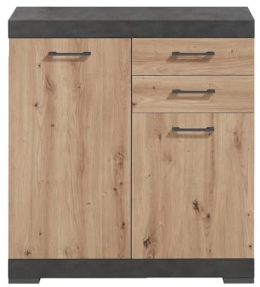 CaliCosy - Sideboard mit 2 Türen und 2 Schubladen - mit 2 herausnehmbaren Inneneinlagen - Eingangsaufbewahrung - Wohnzimmer - PEFC Holz - Made in Germany - L 80 x T 34,9 x H 89,9 cm