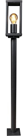 Wegeleuchte Karo,moderne Pollerleuchte mit Dämmerungssensor in Schwarz-Matt,1x E27 max. 60W, Wegelampe, Sockelleuchte