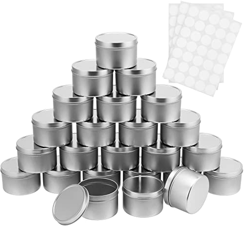 HAKZEON 24 PCS 8 oz Silver Candle Tins with Lids, Candle Containers Metal Tin Candle Making Cans for DIY Candle Making, Arts & Crafts Projects