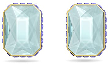 Swarovski Orbita stud earrings, Octagon cut, Multicolored, Gold-tone plated