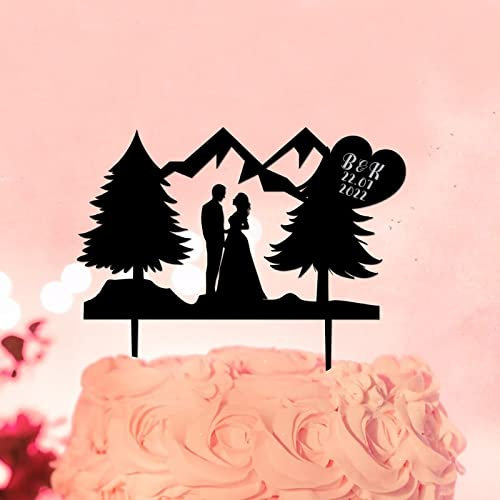 Karen's Cake Toppers Décoration de gâteau en acrylique Motif arbres de la forêt Noir