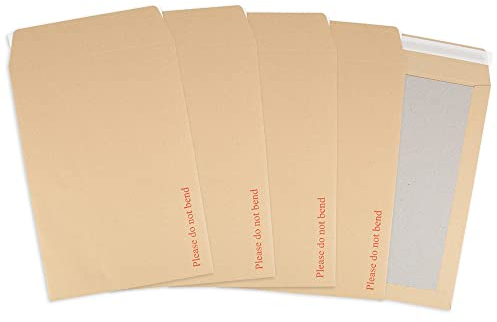 Postmaster A4 C4 Umschläge mit Kartonrückseite, selbstklebend, 229 x 324 mm, Braun, 50 Stück