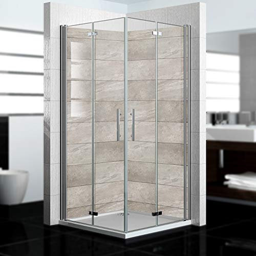 dedeco Eck-Duschrückwand wasserfest Motiv: Fliesen V3, 2 x 100x210 cm, als Badrückwand zum Fliesenersatz, als Dekorwand, Wandverkleidung und Duschplatte aus Aluminium - Made in Germany