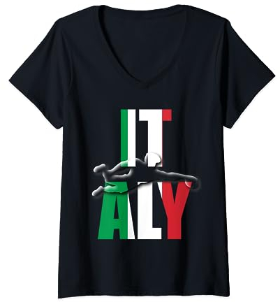 Italien Rugby T-Shirt mit V-Ausschnitt
