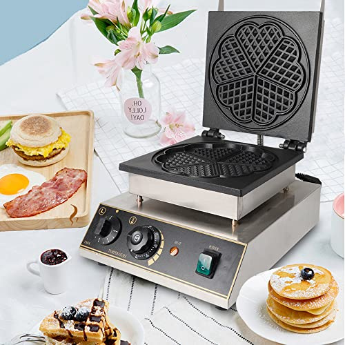 1750W Herzform Waffelmaschine Elektrische Waffeleisen DIY Waffeln Waffelmaker Kommerzielle Timer Waffelautomat Waffle Maker Eierwaffeln Elektrogrill Kuchen Backen Waffelgerät