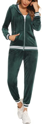 Tute velluto da ginnastica Completi sportivi Due pezzi da pigiami Primavera Autunno Inverno Tuta per Natale-Verde/XL