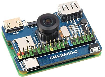 Nano Base Board (C) for Raspberry Pi Compute Module 4 Lite/EMMC, Same Size As The CM4,Standard CM4 Socket,with Multiple Peripheral Interfaces,Onboard 8MP Camera
