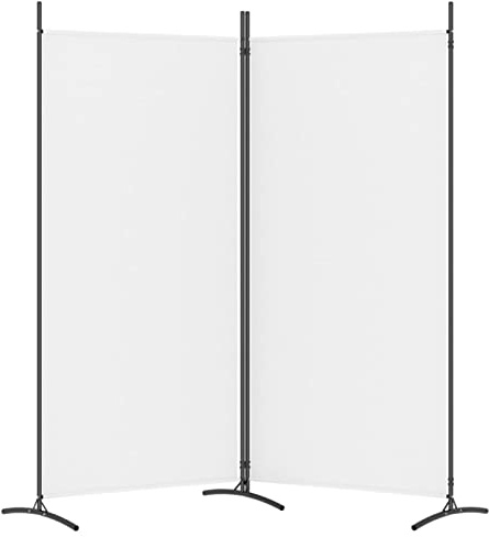 Divisorio a 2 Pannelli Bianco 175x180 cm Tessuto