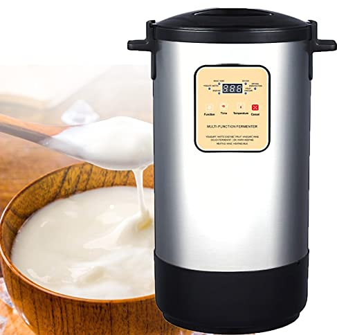 HUMNZR Fermentador EléCtrico 12l, MáQuina para Hacer Yogur Griego De Acero Inoxidable con FuncióN Inteligente De Control De Temperatura Y Tiempo De ConservacióN del Calor