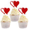 24 Stück Hollow Double Heart Cupcake Toppers rot Glitter süße Liebe Valentine Kuchendekoration Valentinstag Thema Hochzeit Braut Dusche Geburtstag Kuchen Dekorationen Party Zubehör