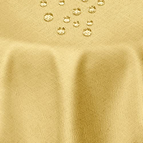 Leinen Optik Tischdecke Tischtuch Tafeldecke Leinendecke Abwaschbar Wasserabweisend Oval 135 x 180 cm Gelb Fleckschutz Pflegeleicht mit Saumrand Leinentuch