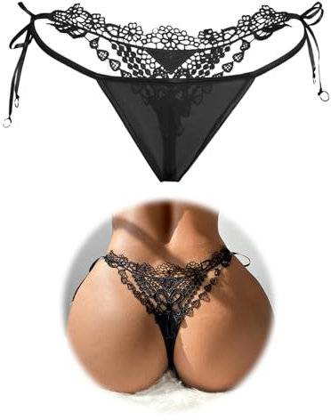 ohmydear Femme G-String Ficelle String Florale Brodée Grande Taille Culotte Tanga Maille sous-Vetement Sexy Slip Femme Thong G-String T-Back