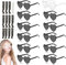 JOKILY Retro Herz Party Sonnenbrille, 12 Stück, Schwarz