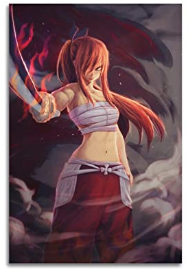 ELedvb Fairy Tail Erza ScarletCanvas Poster Dekorative Malerei Leinwand Wandposter und Kunstbild Druck Moderne Familienzimmer Schlafzimmer Dekor Poster 30 x 45 cm