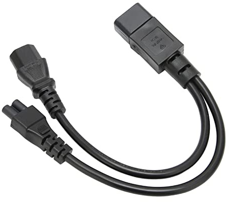 Y Splitter Power Plug Cord, Single IEC Plug C14 to C13 and C5 Splitter Converter Adapter Cable 10A 250V, 32cm/1ft, for Computer Monitors