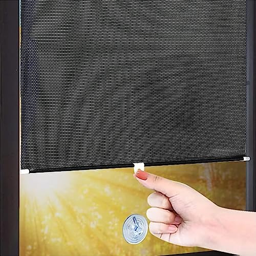 GOFOHIMI Persianas Enrollables con Protección Solar,Cortina para Ventana con Ventosa,Ajustables,Translúcido y Oscurecido,Estor Enrollable Opaco Protección UV y Sol Sin Perforación (W40xL60cm/16x24in)