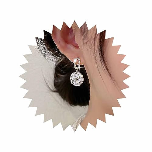 Inateannal Boucles D'oreilles Fleur En Cristal Vintage Boucles D'oreilles Fleur Blanche Boucles D'oreilles Camélia Perle Boucles D'oreilles Camélia Blanc Bijoux Pour Femmes Et Filles