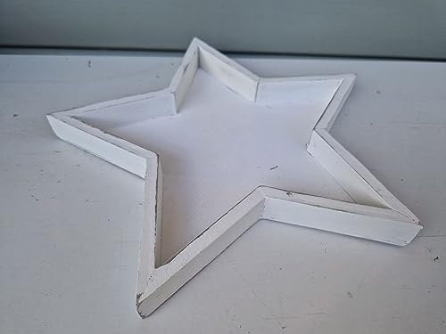 Dekotablett Shabby Chic Stern Weiss Holz D29,5x28xH3cm