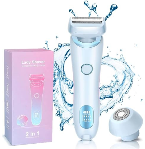 Divanity Skin Glow Pro Rasierer,2 in 1 Intimrasierer für Frauen,Elektrisch Rasierer mit IPX7 Wasserdicht,Schmerzlos Epilierer,Kabelloser UBS Nass/Trocken Epilierer für Gesicht Bikini Beine Arme (Blau)