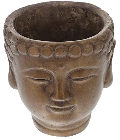 Milisten Kreativer Buddha Kopf Pflanzer Aus Zement Einzigartiger Sukkulenten Blumentopf Kunstvolle Buddha Statue Für Garten Wohnraumdekoration Langlebig Und Sicher Für Pflanzen